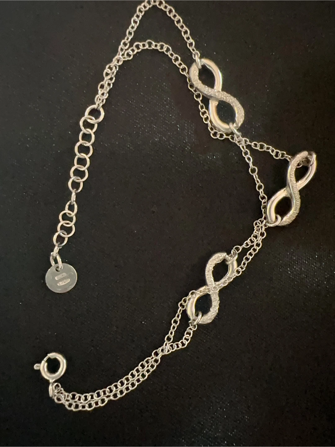 Strolli 925 Silver Double Chain Infinity Bracelet - Silver