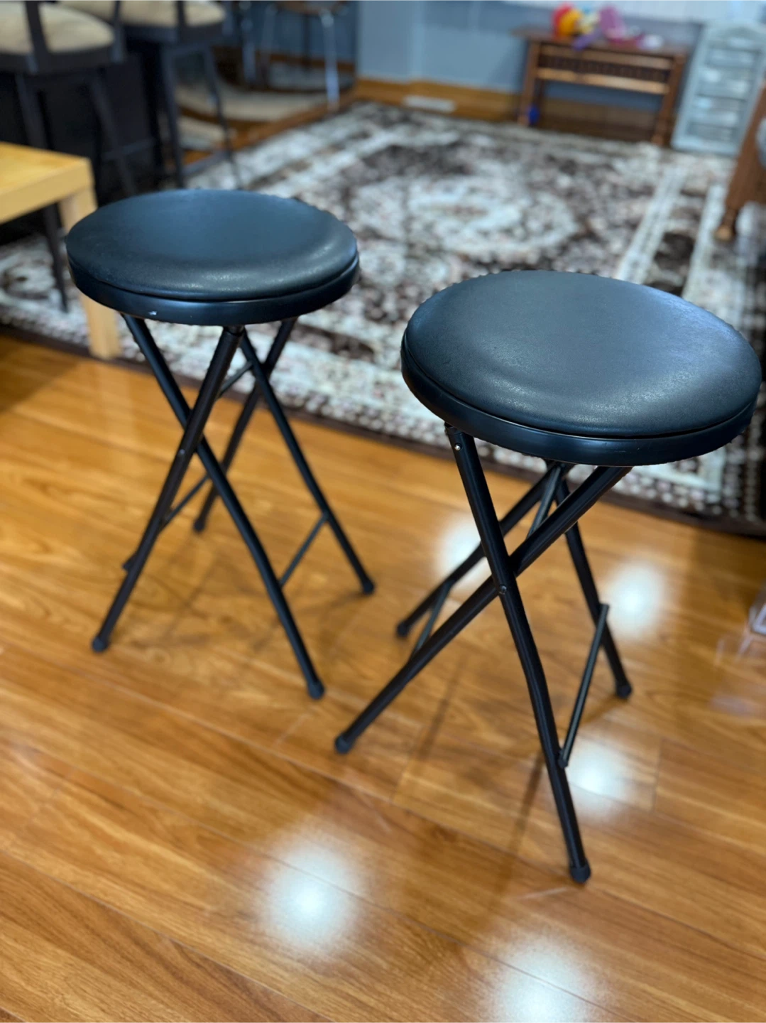 Pair of Black Folding Stools - photo 2