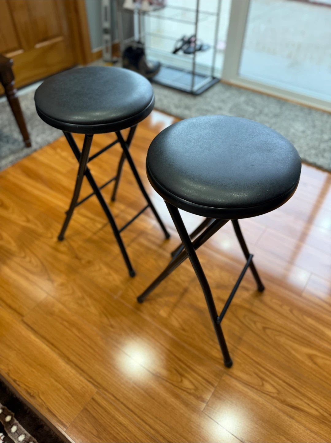 Pair of Black Folding Stools