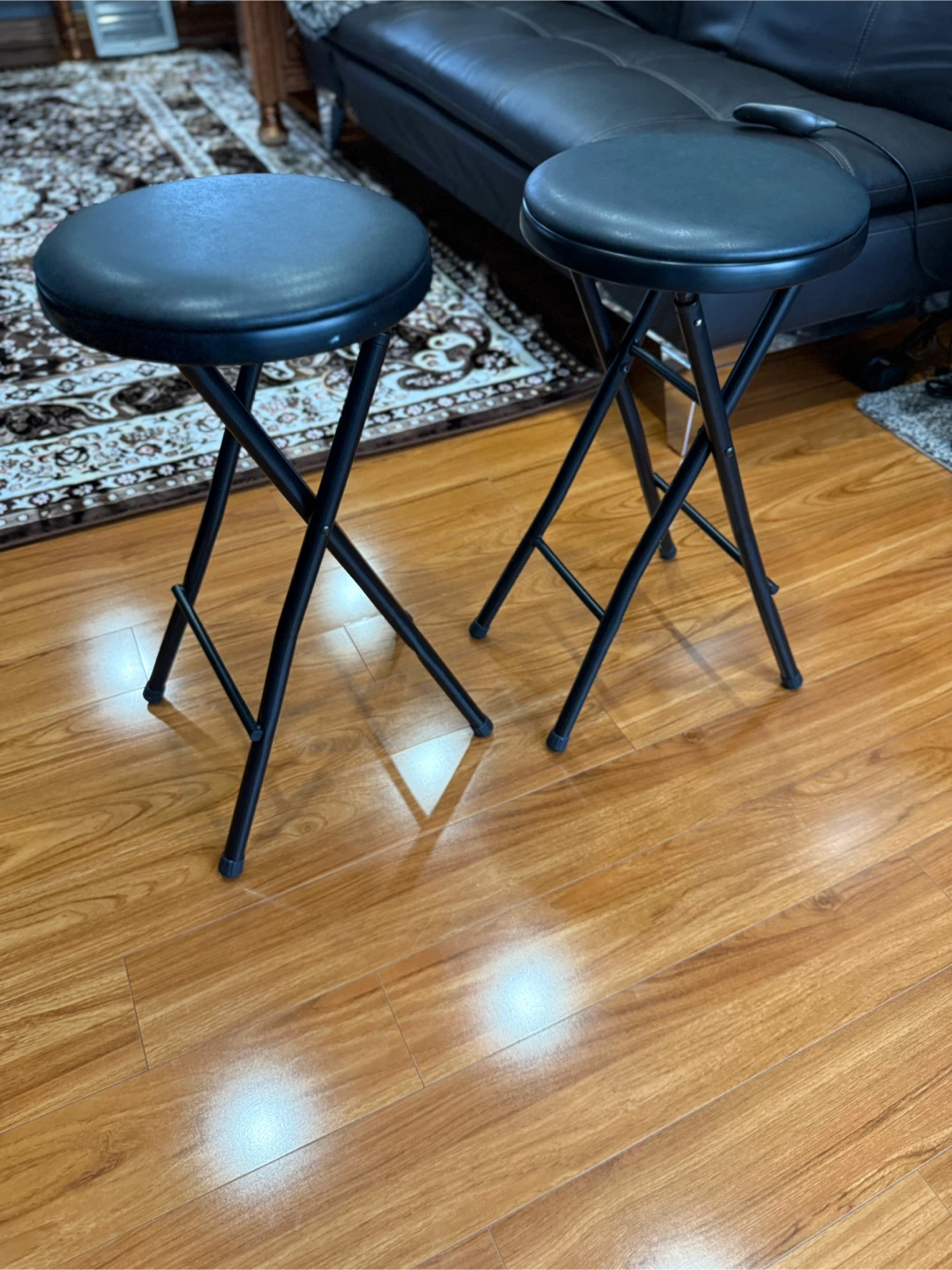 Pair of Black Folding Stools - photo 3