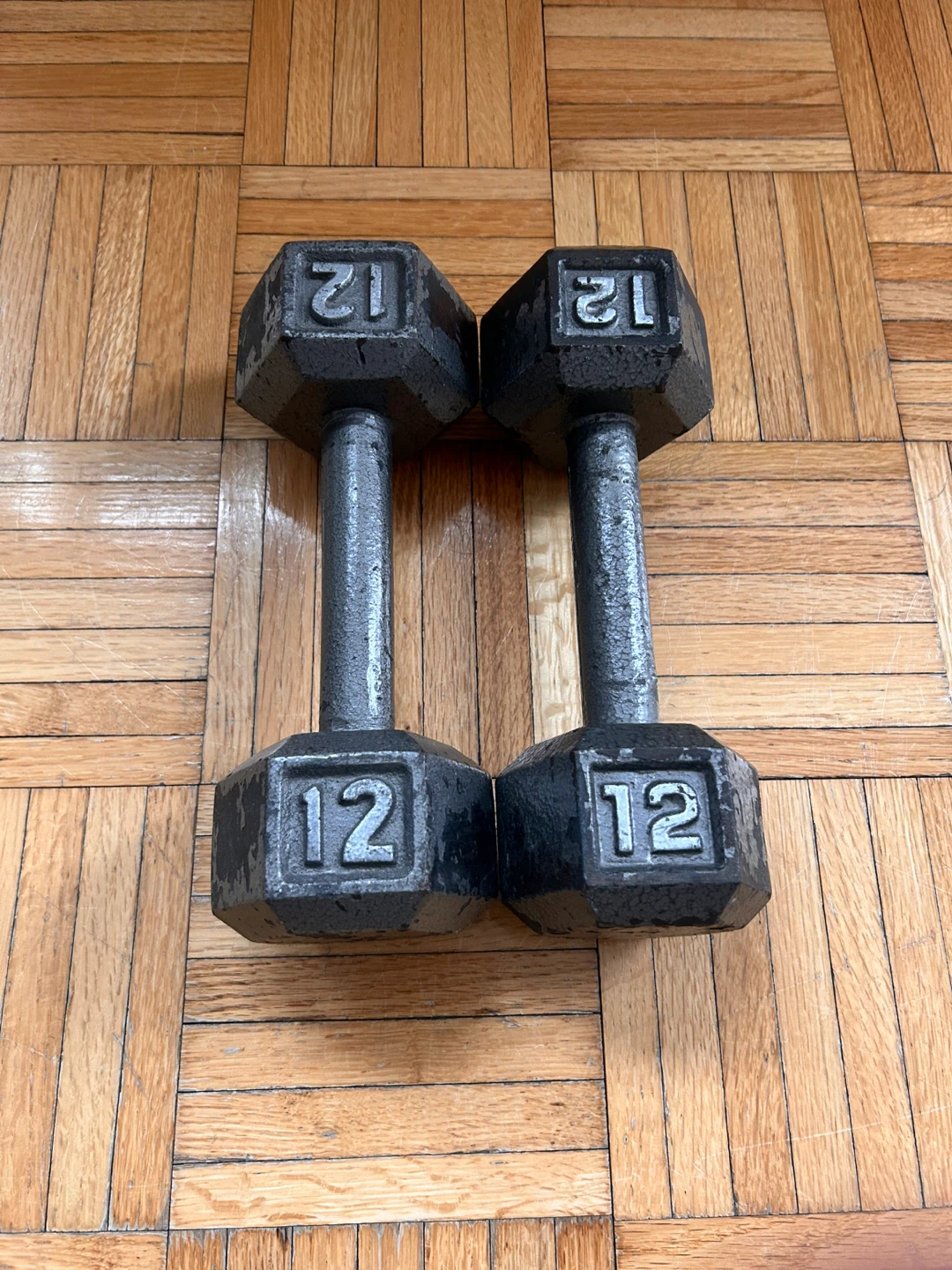 12 lb. Iron Hex Dumbbell Pair (PICK UP ONLY)