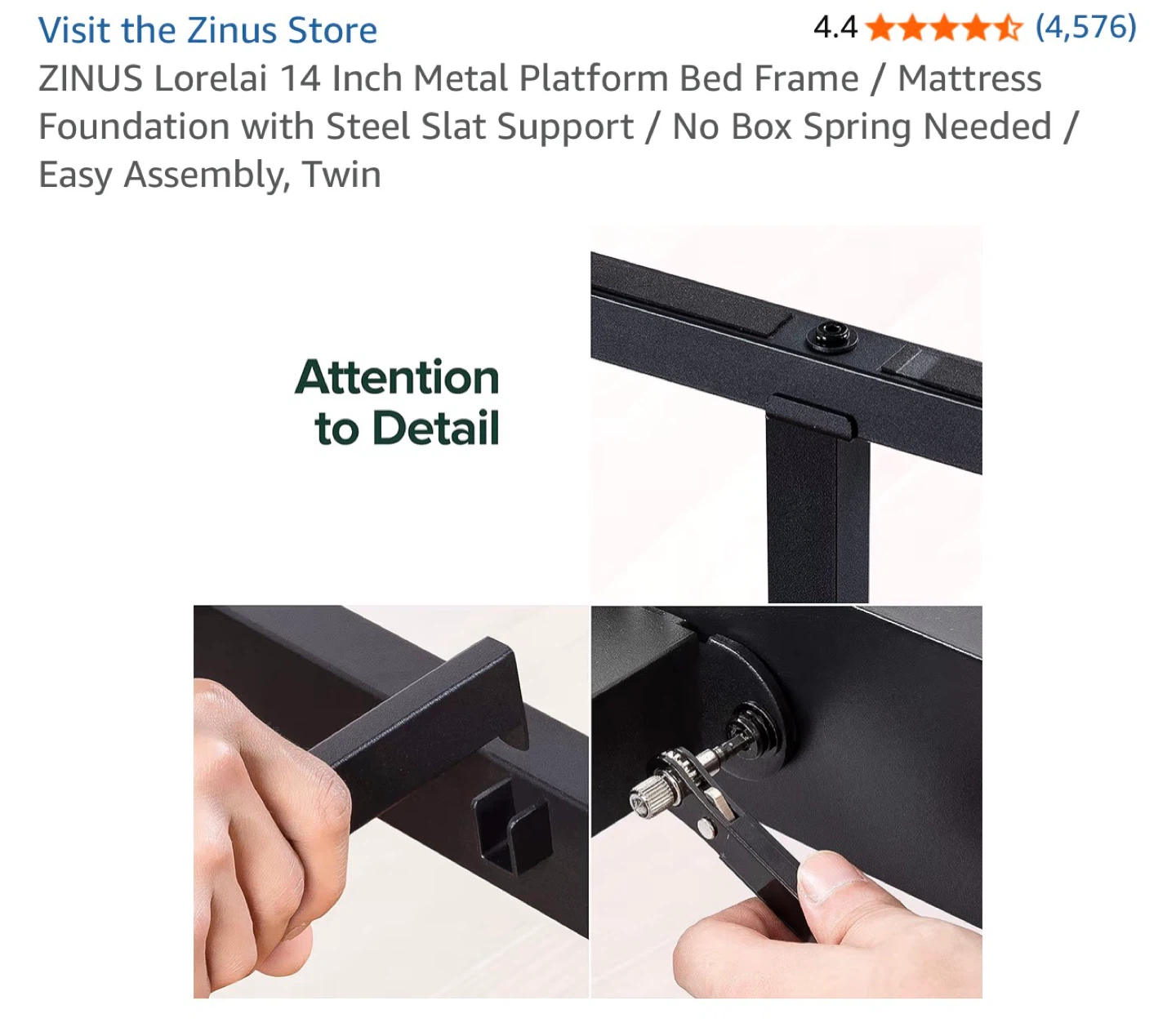 Zinus Lorelai 14 Inch Twin Metal Bed Frame - photo 3
