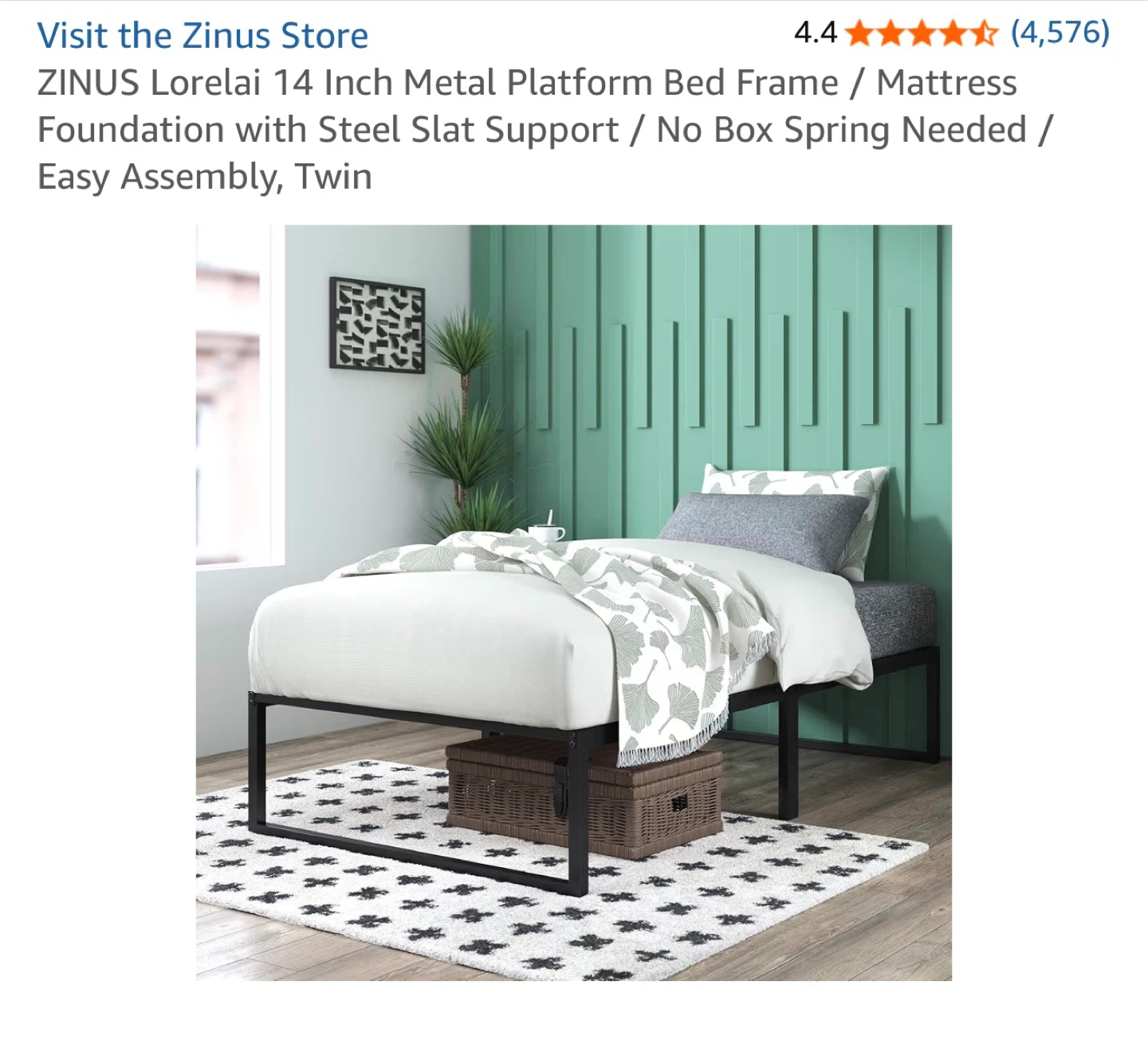 Zinus Lorelai 14 Inch Twin Metal Bed Frame