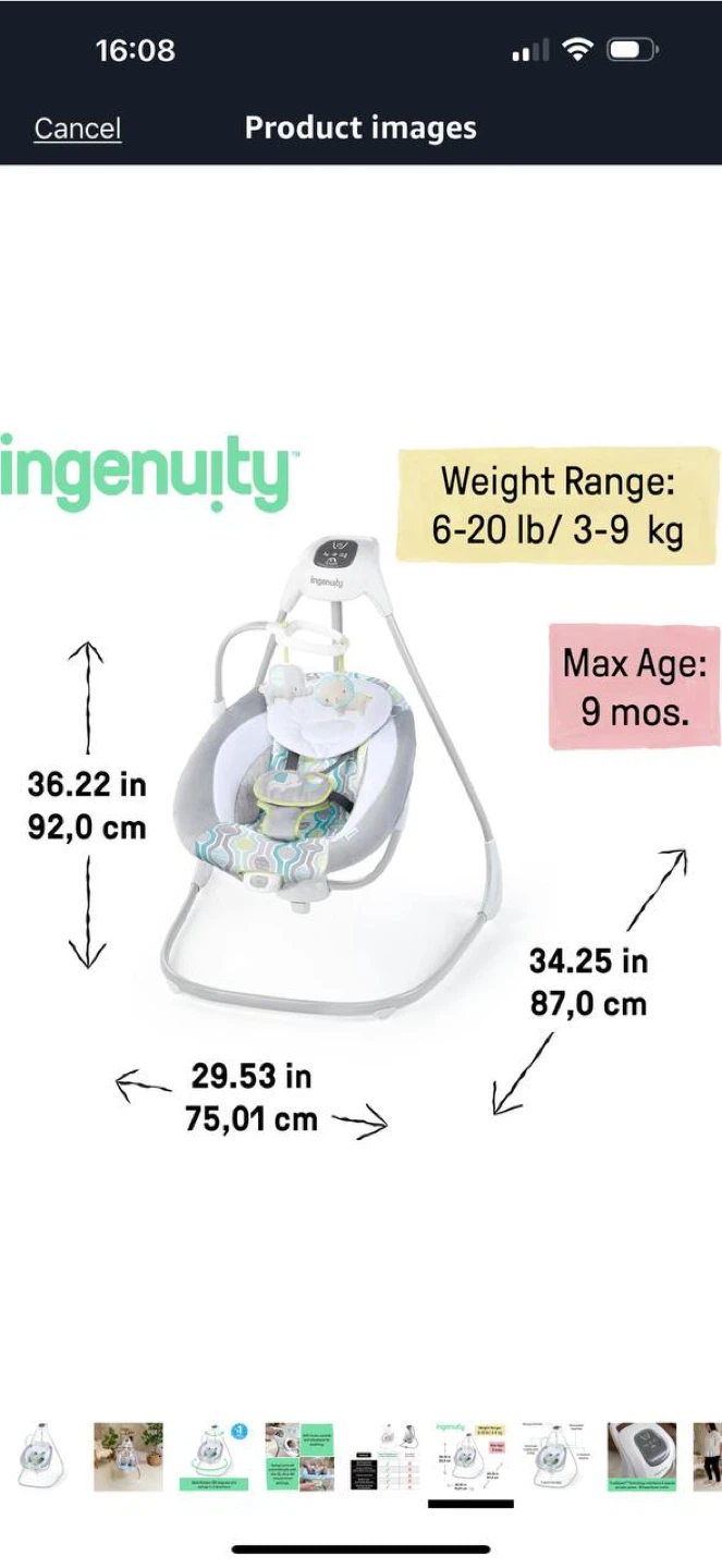 Ingenuity Simple Comfort Cradling Swing — Everston 🌟 - photo 3