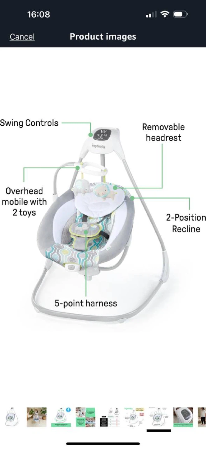 Ingenuity Simple Comfort Cradling Swing — Everston 🌟 - photo 2