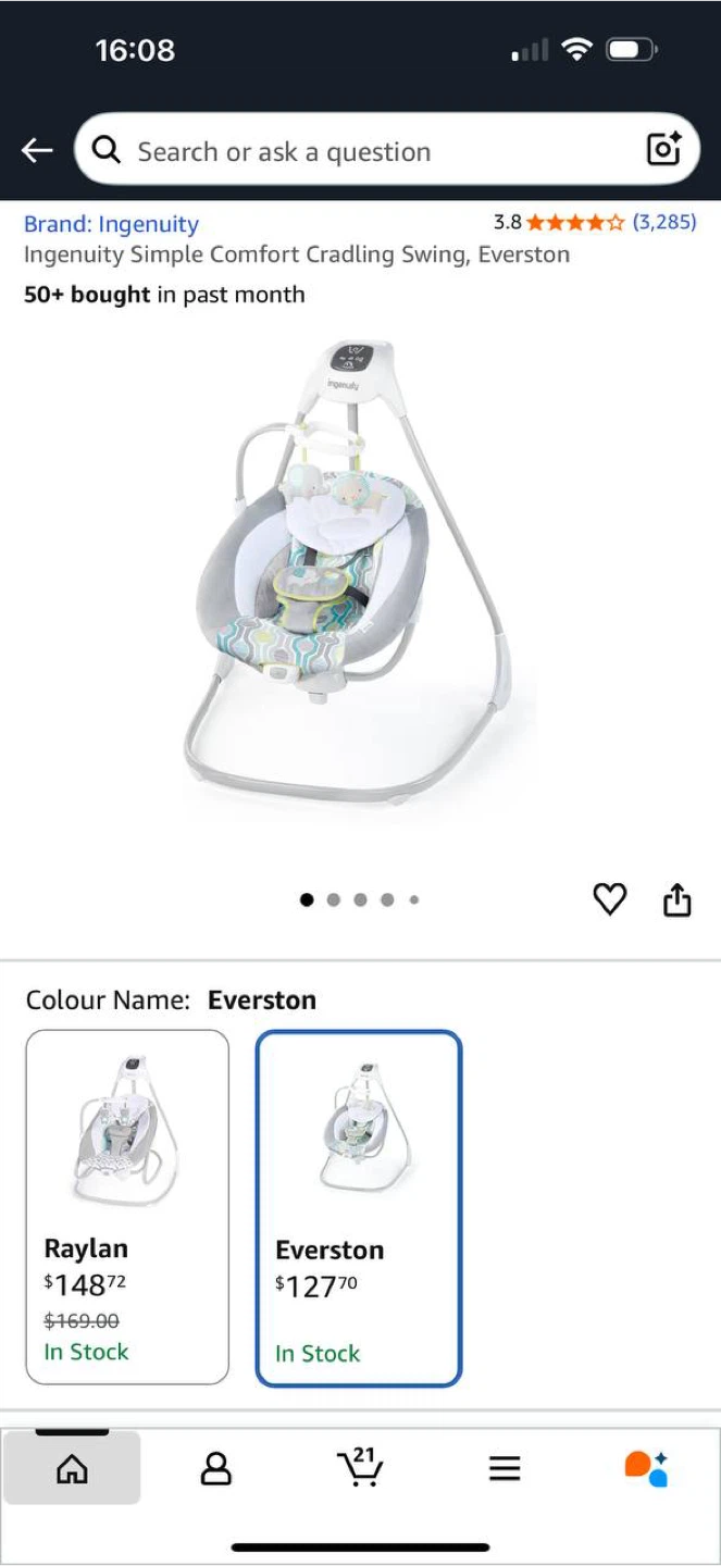 Ingenuity Simple Comfort Cradling Swing — Everston 🌟