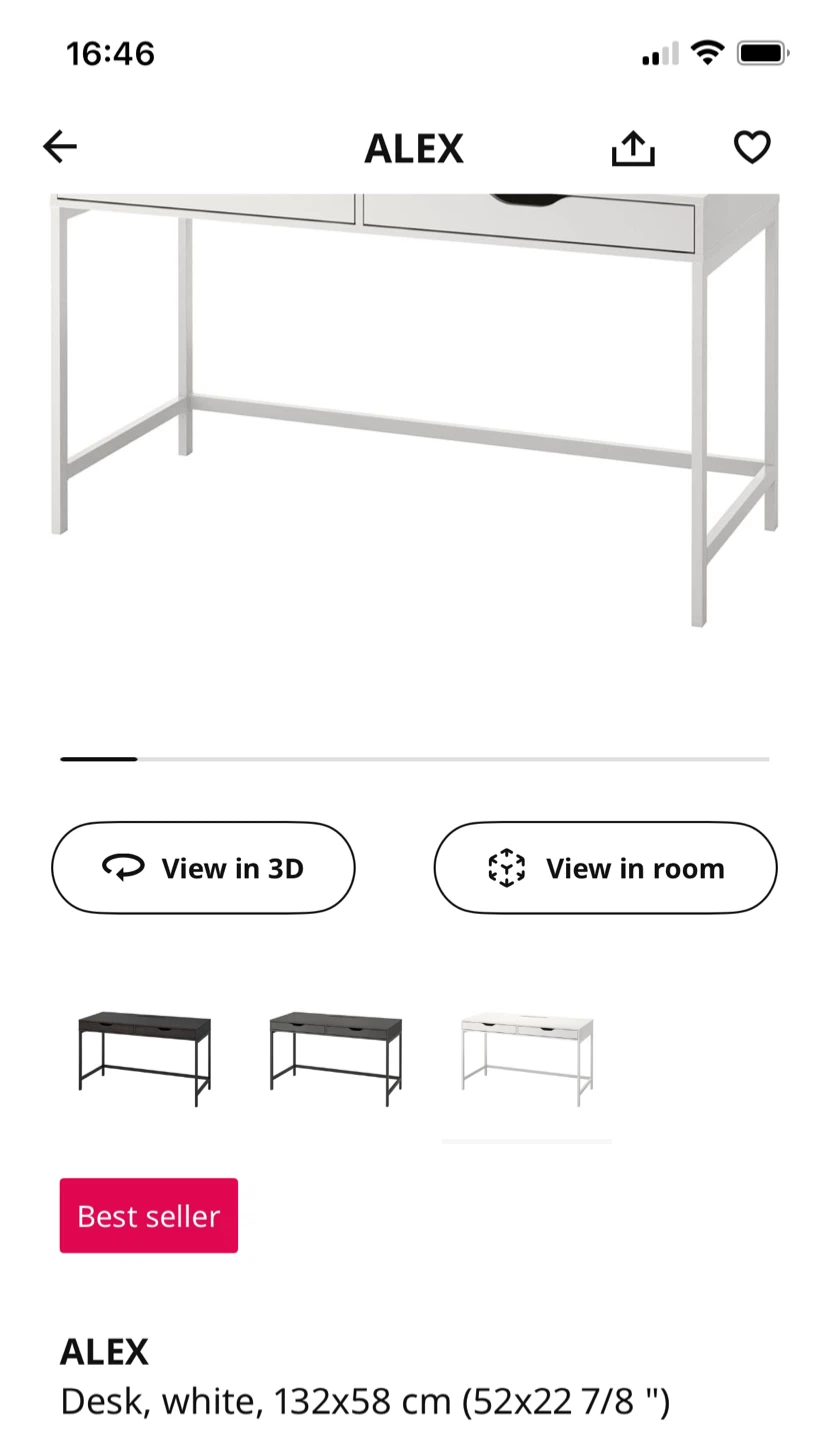 IKEA ALEX Desk, White, 132x58 cm - photo 2