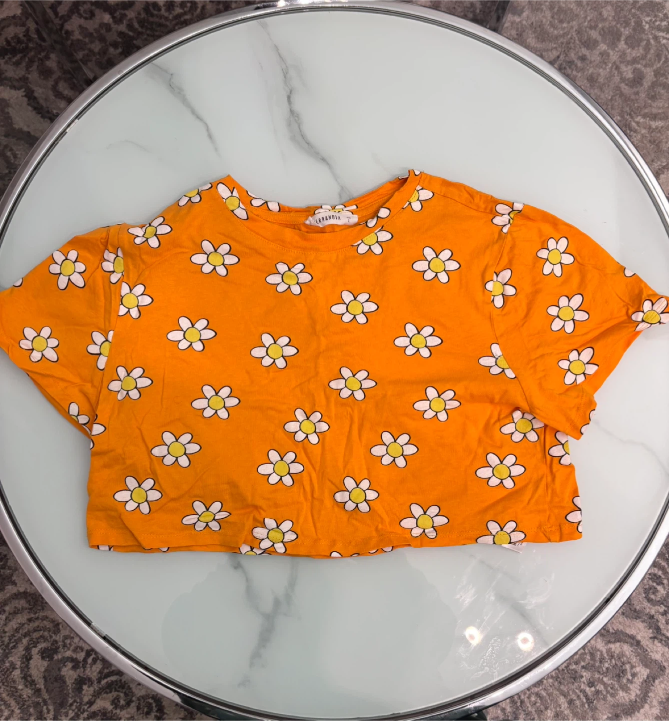 Terranova Orange Daisy Crop Top - Size L