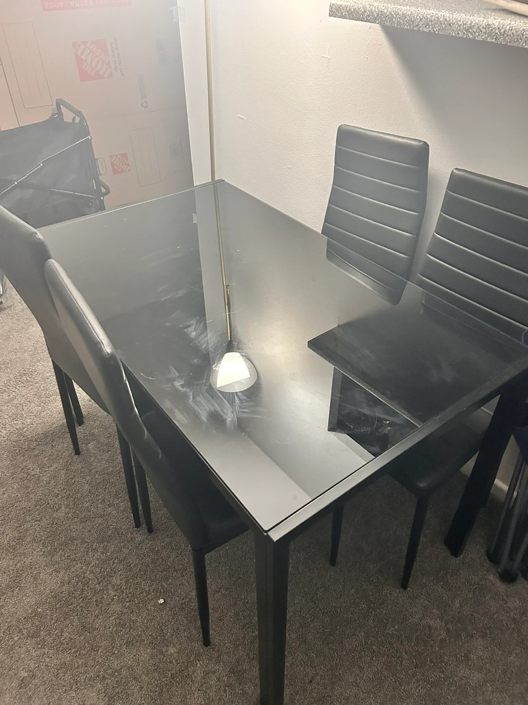 Black Dining Table with 4 Chairs