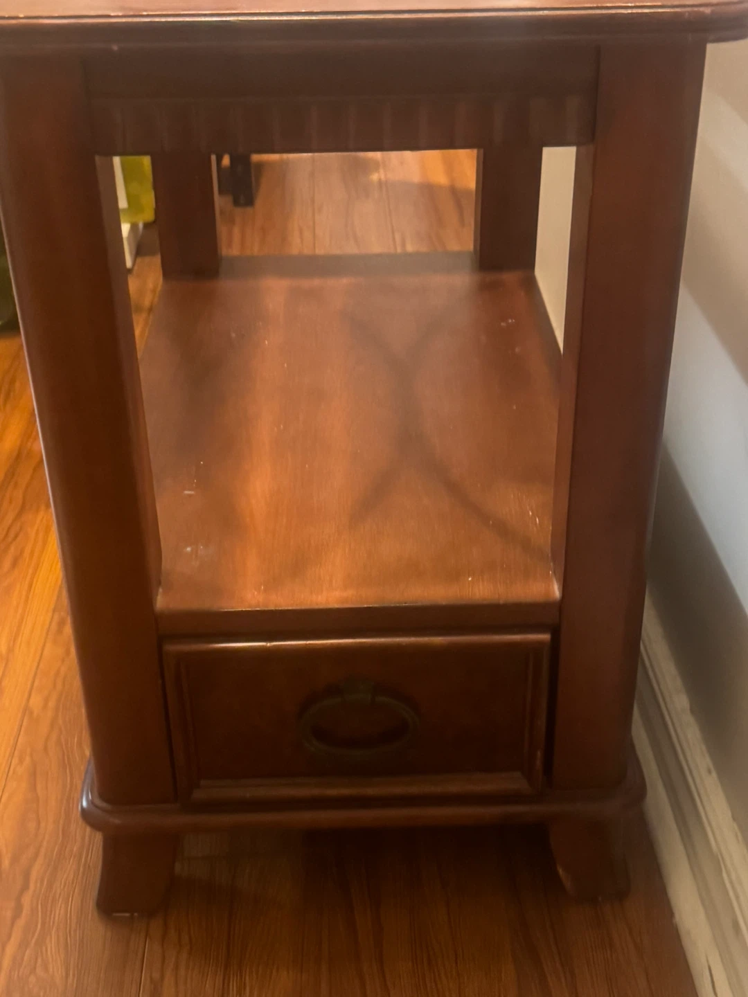 Solid Wood and glass top End Table with Drawer - photo 5