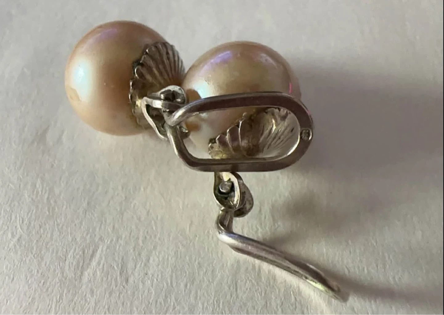 Vintage 800 Silver Pearl Clip Earrings - photo 2