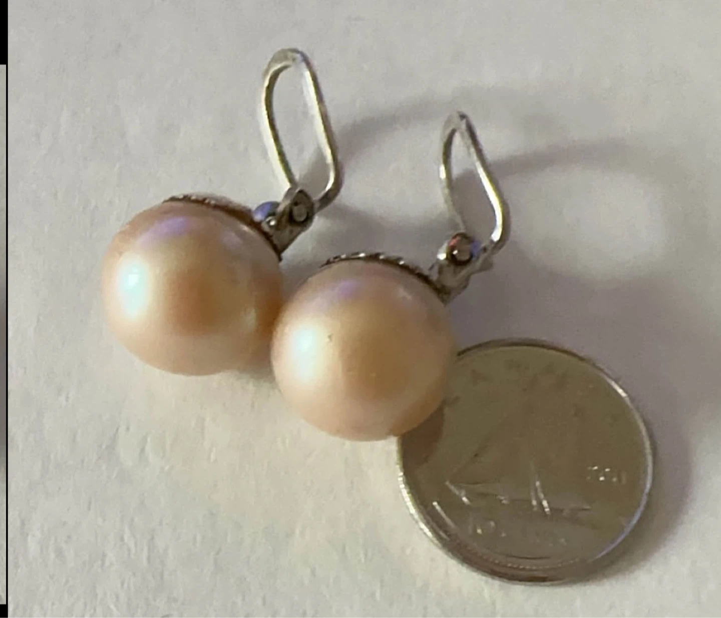 Vintage 800 Silver Pearl Clip Earrings