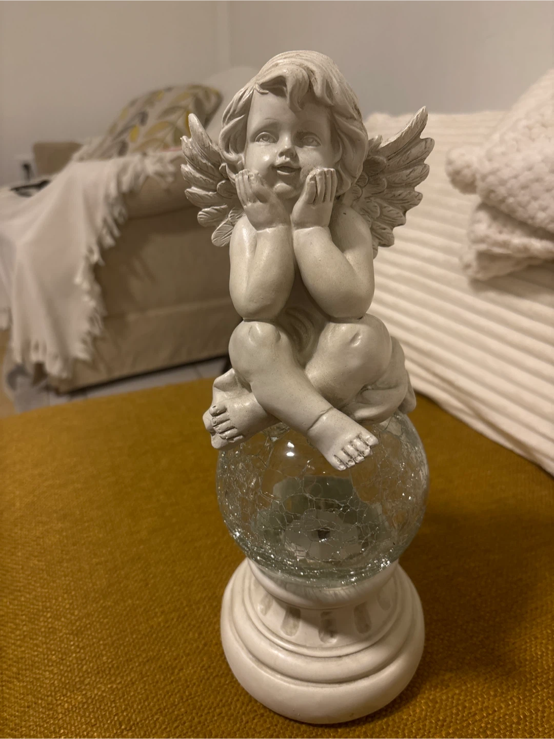 Angel Figurine with Light-Up Globe
