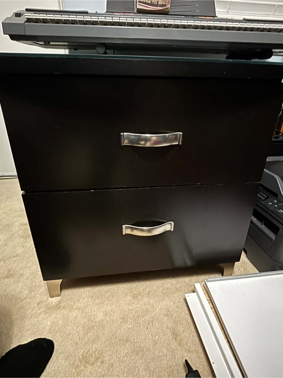 Black 2-Drawer Nightstand - photo 2