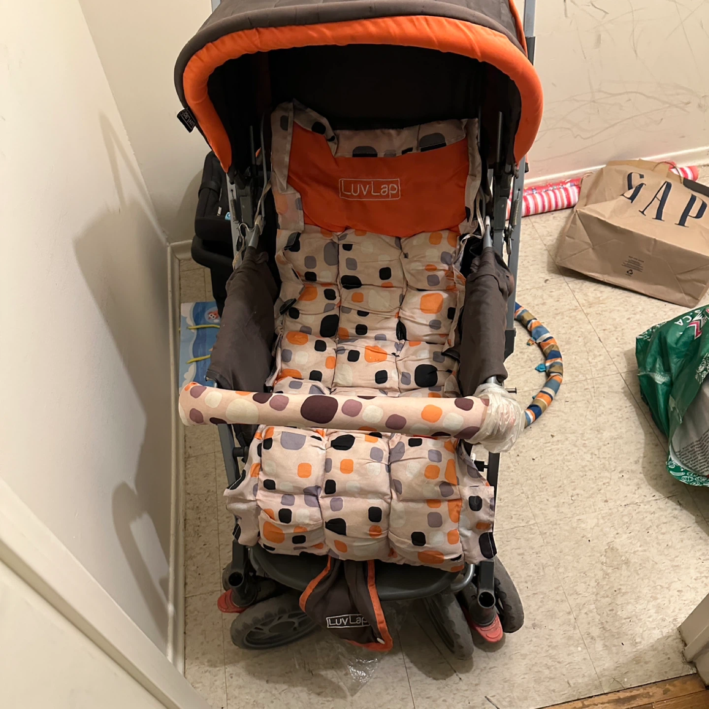 LuvLap Stroller - Orange & Brown