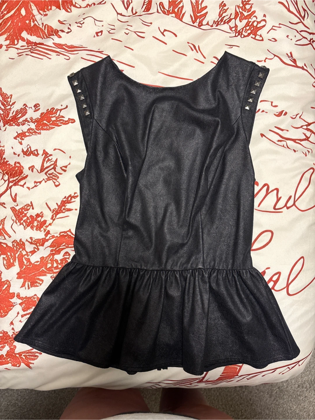 Guess Black Faux Leather Peplum Top - Size S
