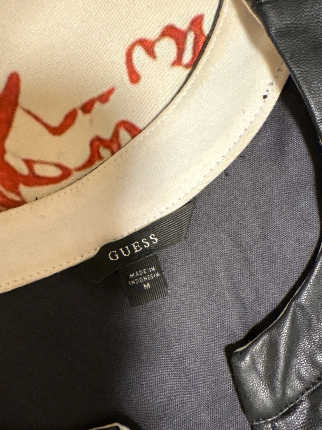Guess Black & White Faux Leather Top - Size M - photo 2