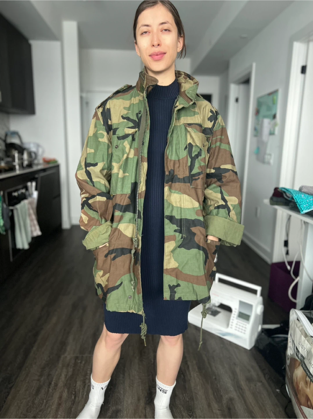 Camouflage Jacket with silk scarf