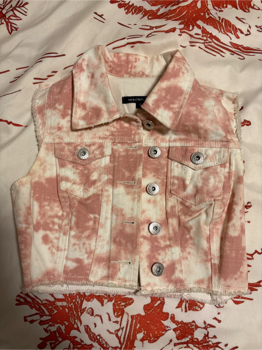 Seductions FD Pink & White Tie Dye Vest - Size S