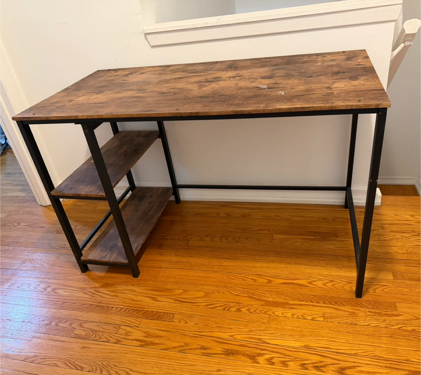 Brown & Black Wood Desk with Shelves - photo 2