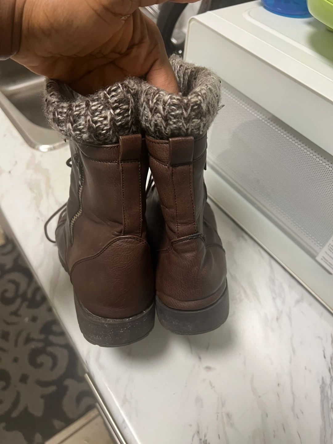 Brown Lace-Up Ankle Boots