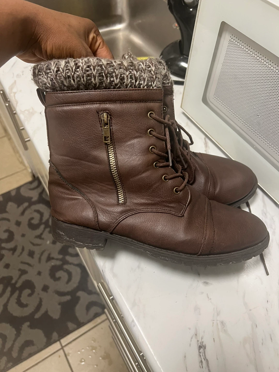 Brown Lace-Up Ankle Boots - photo 3