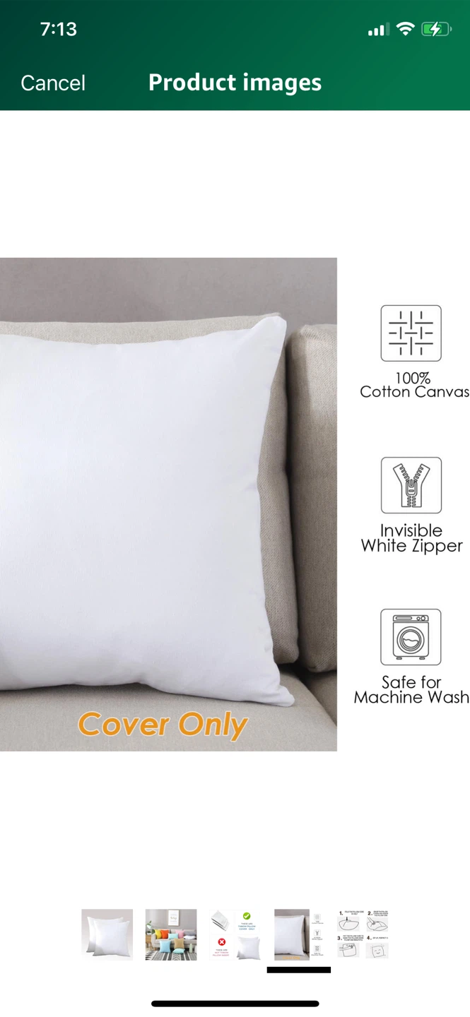 Throw Pillow Covers only - 100% Cotton Canvas - photo 2