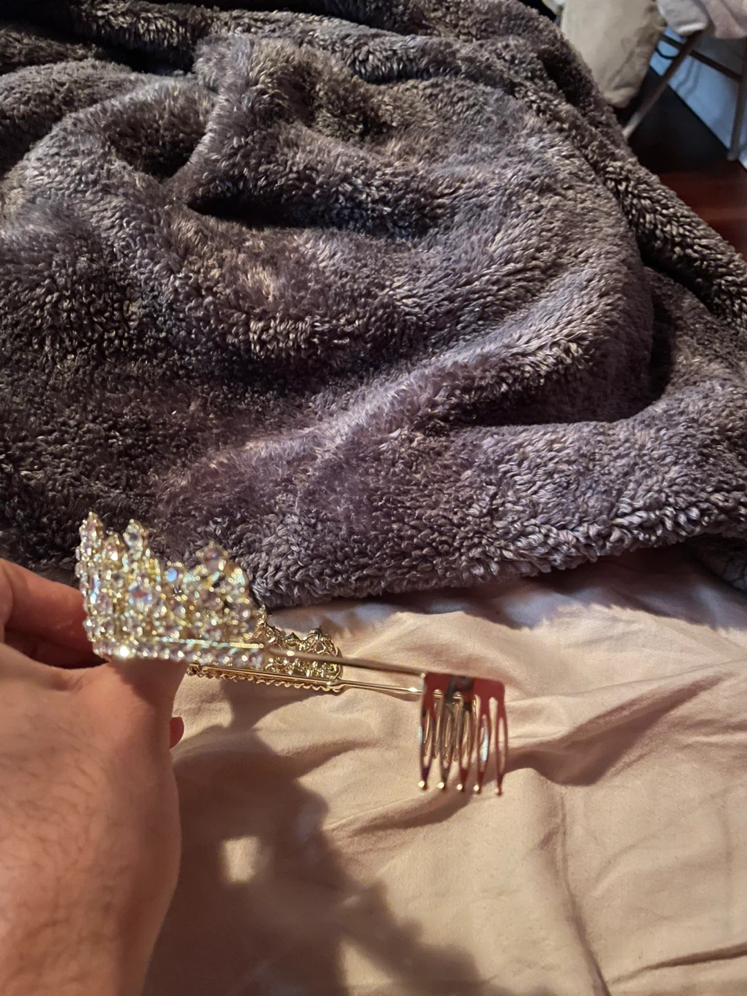 Gold Rhinestone Tiara with Combs - photo 4