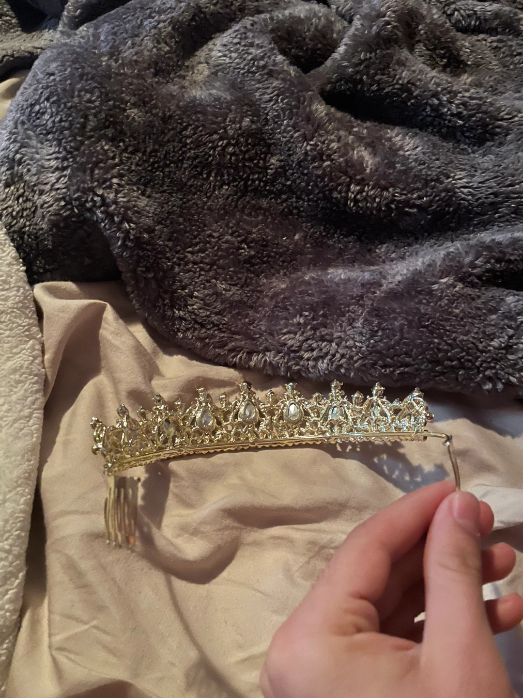 Gold Rhinestone Tiara with Combs - photo 2