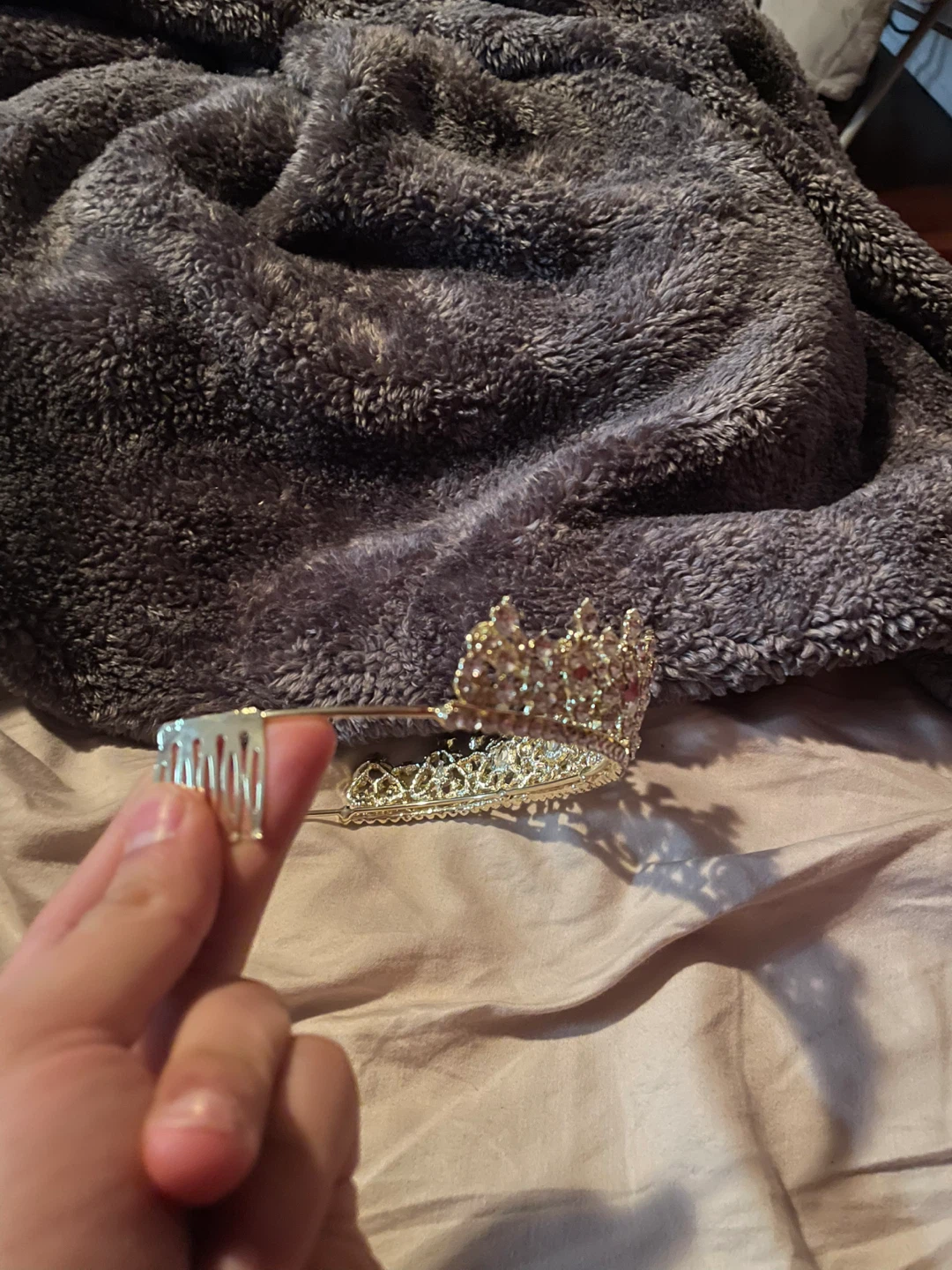 Gold Rhinestone Tiara with Combs - photo 3