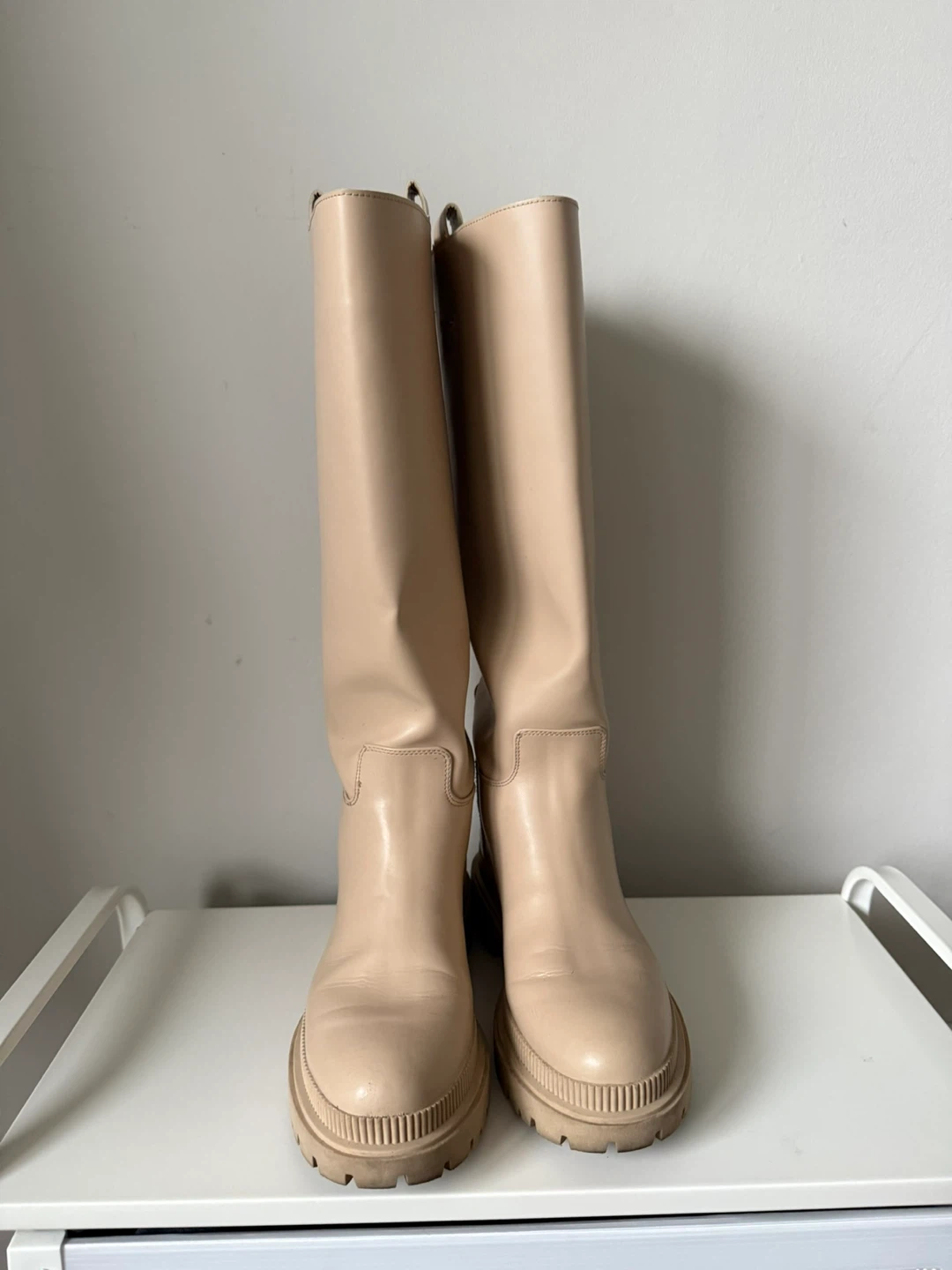 H&M Beige Knee High Boots - Size 8