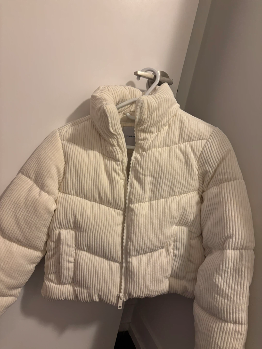 White Corduroy Puffer Jacket