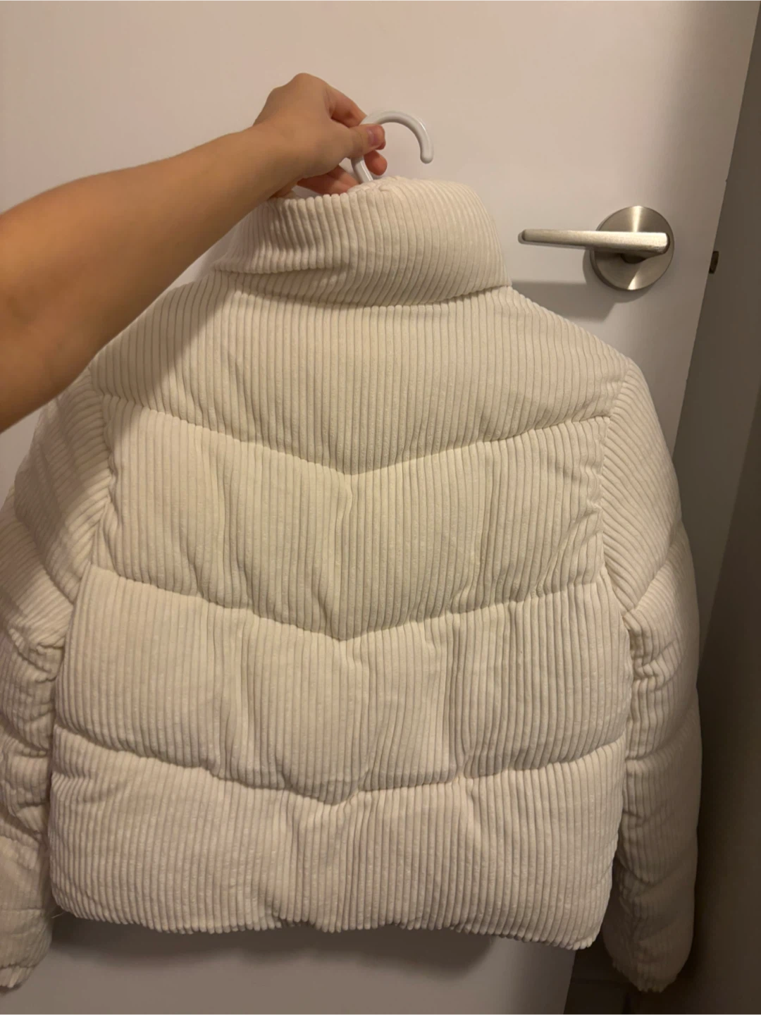 White Corduroy Puffer Jacket - photo 2