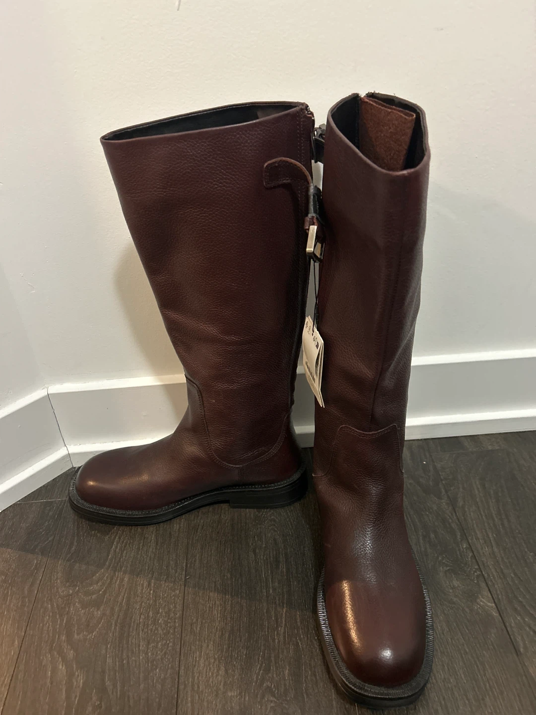 Zara Buckled Leather Flat Boots ***Move out sale***