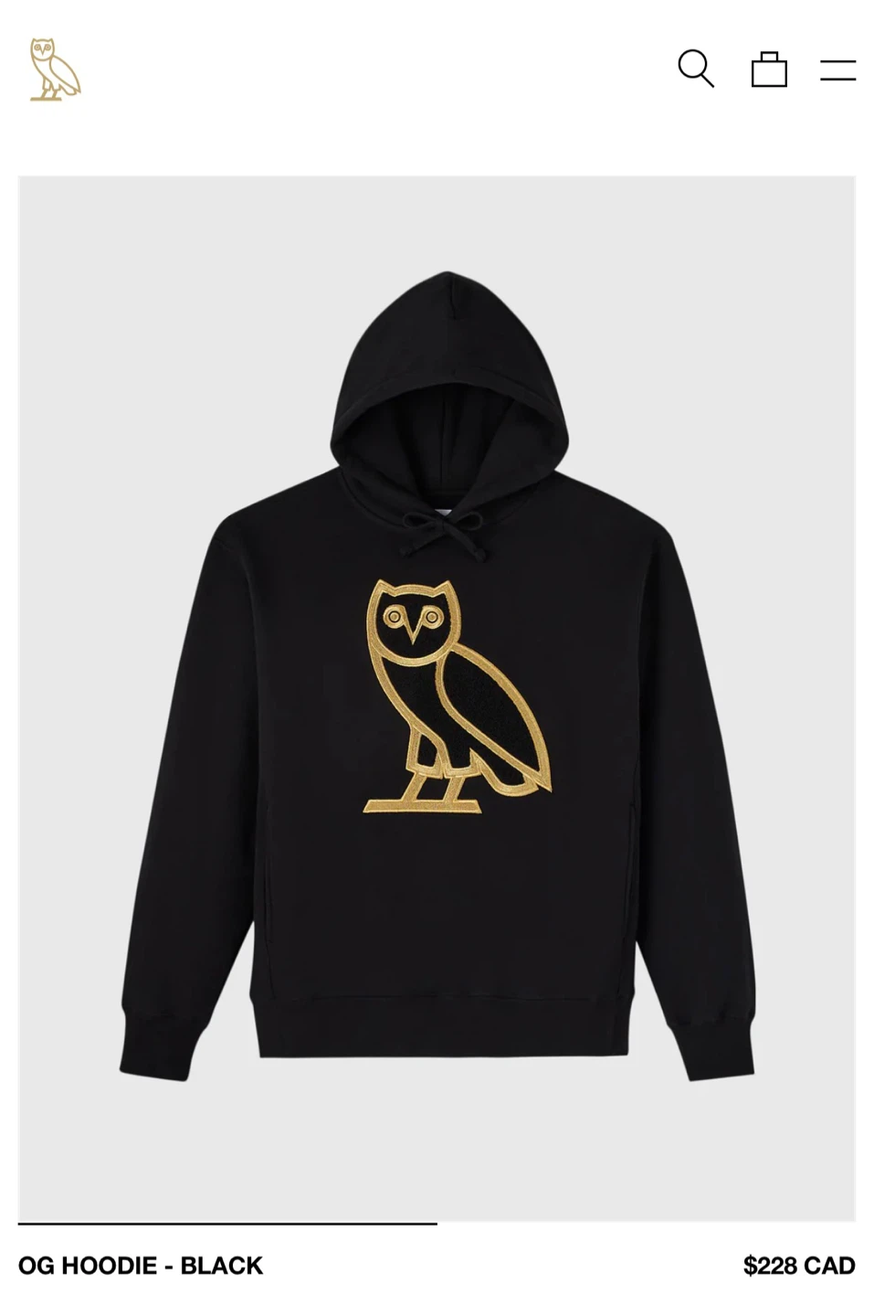 OVO OG Owl Hoodie (Black) Size Large - photo 3