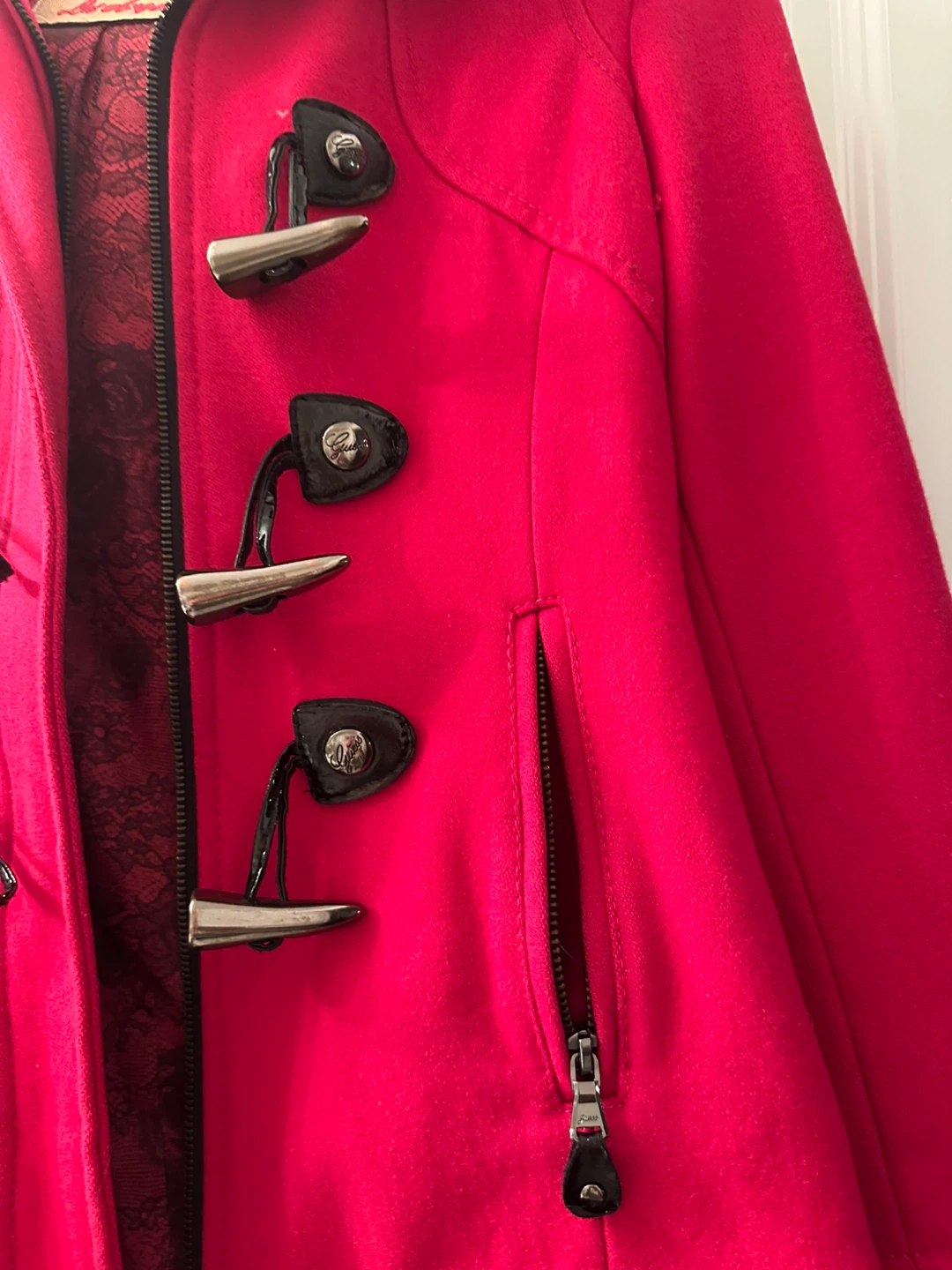 Guess Red Wool Blend Hooded Coat - photo 2