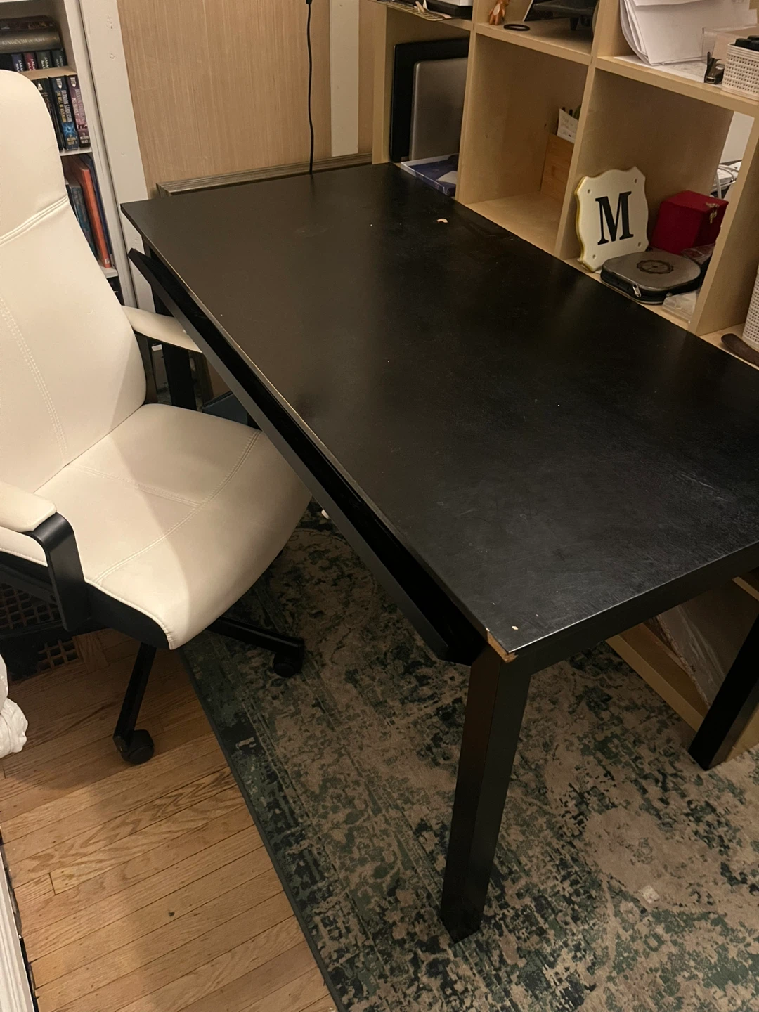 Black Desk with Pull-Out Keyboard Tray