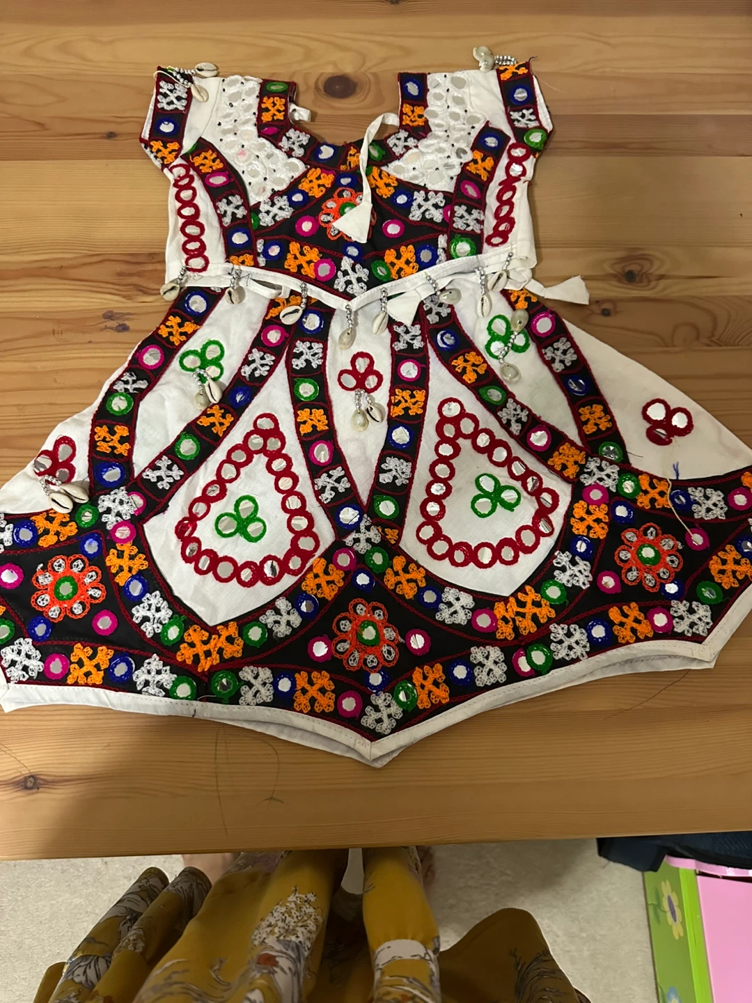Embroidered Dress with Shell Details