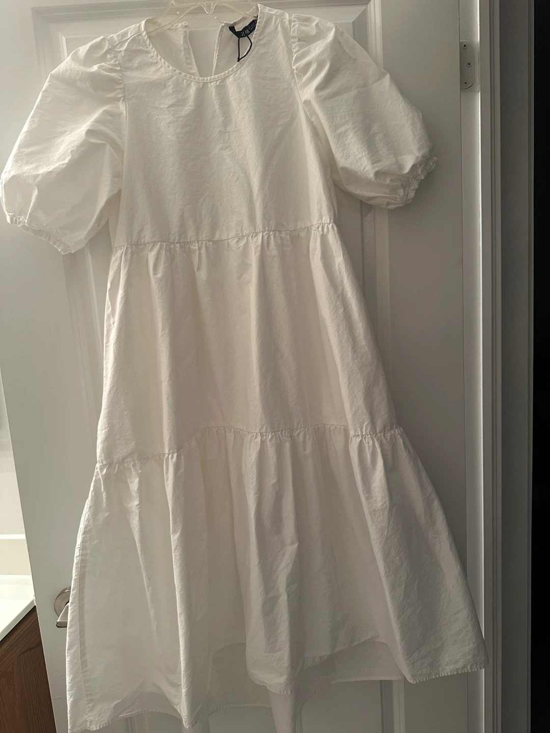 Zara White Tiered Cotton Dress
