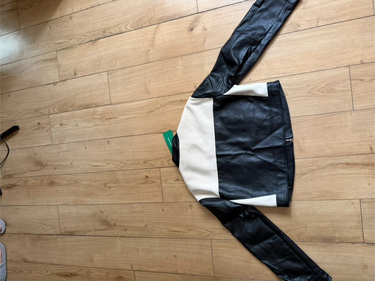 Shein Black & White Faux Leather Jacket - Size S - photo 3