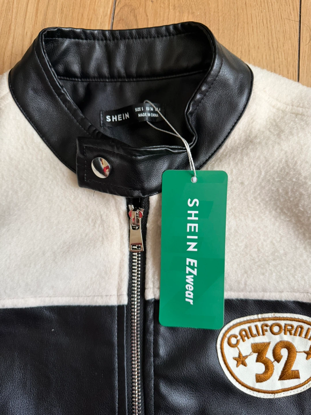 Shein Black & White Faux Leather Jacket - Size S - photo 2