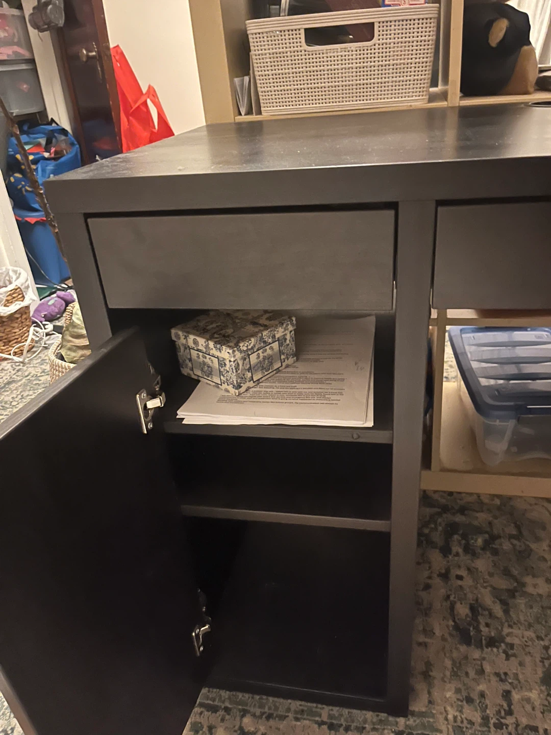 Black Desk with Drawers and Cabinet - photo 3