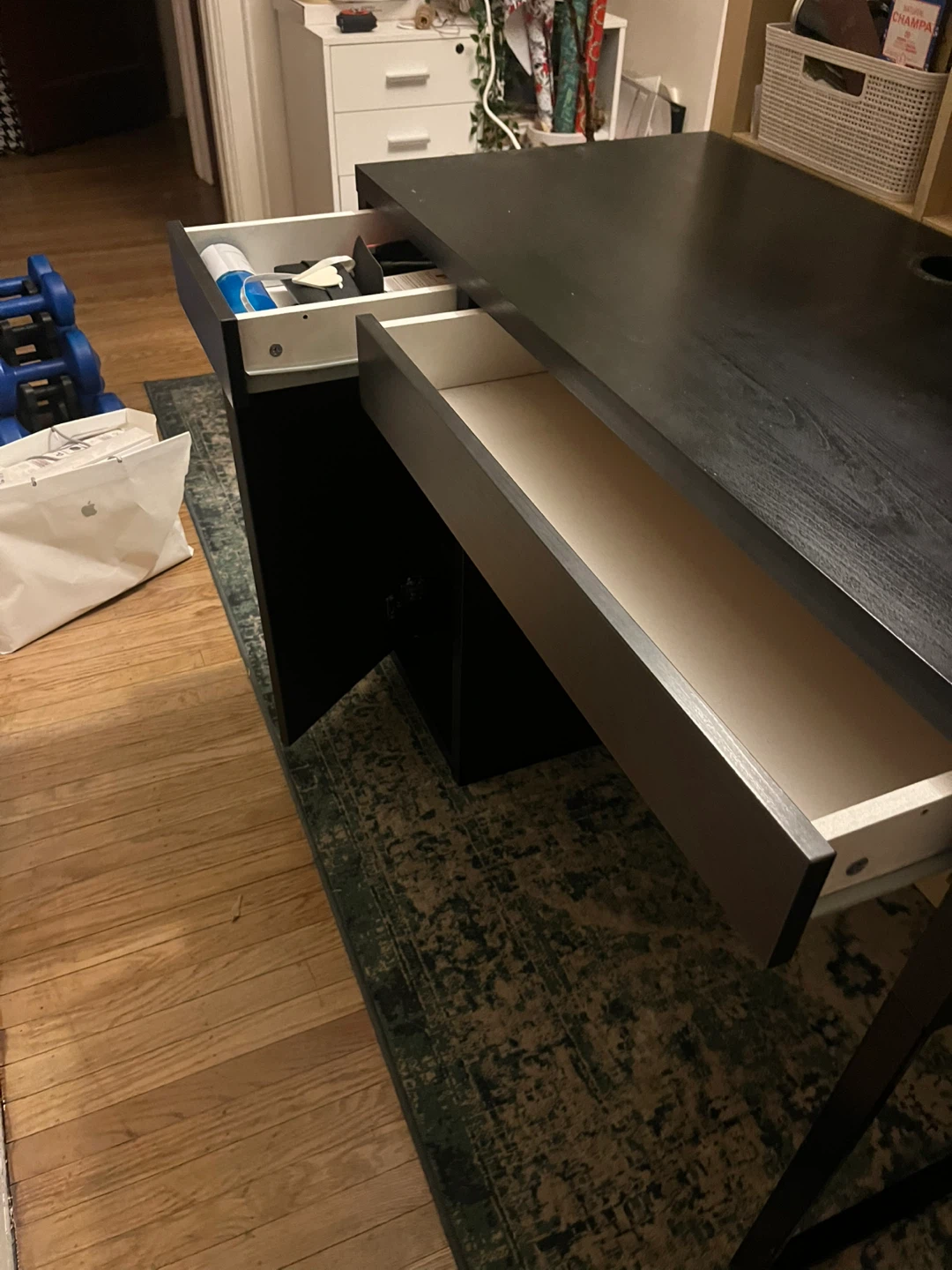 Black Desk with Drawers and Cabinet - photo 2