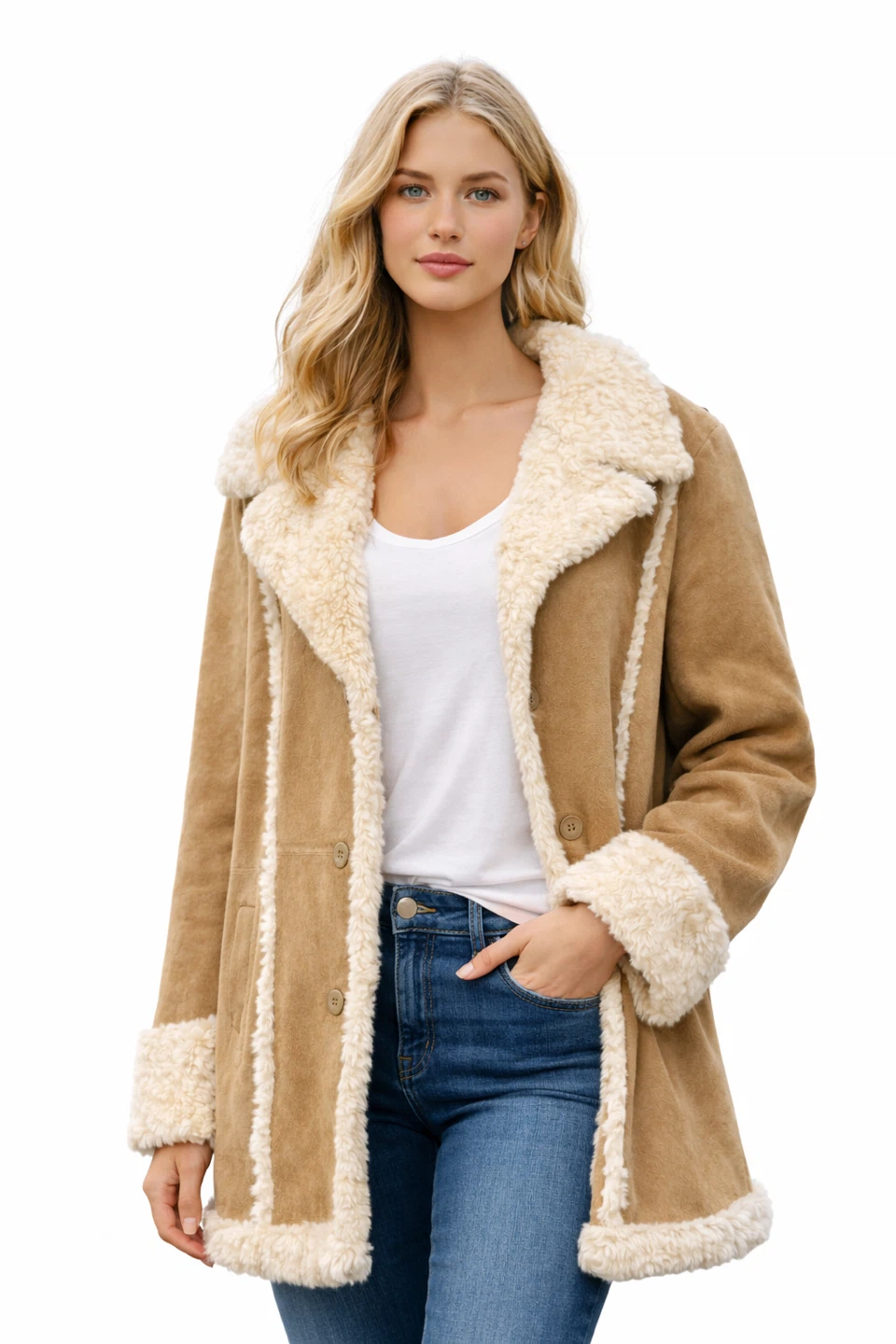 NEW Wilson’s Leather Shearling Style Coat Women’s 2X Tan Beige - photo 2