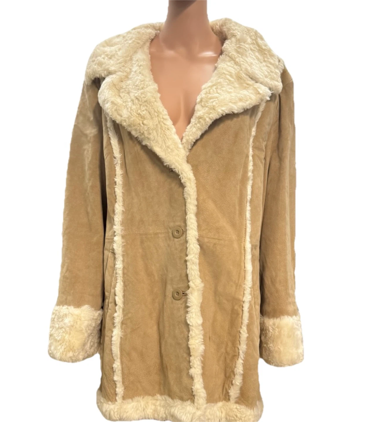 NEW Wilson’s Leather Shearling Style Coat Women’s 2X Tan Beige - photo 5