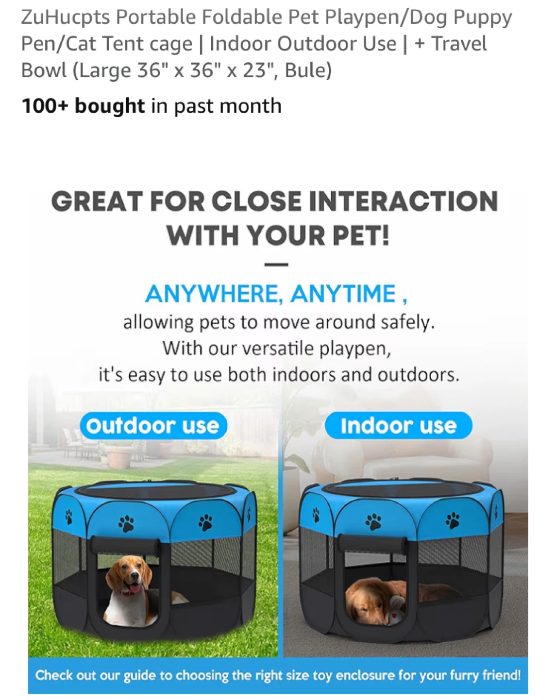 Large Portable Foldable Pet Playpen - photo 2