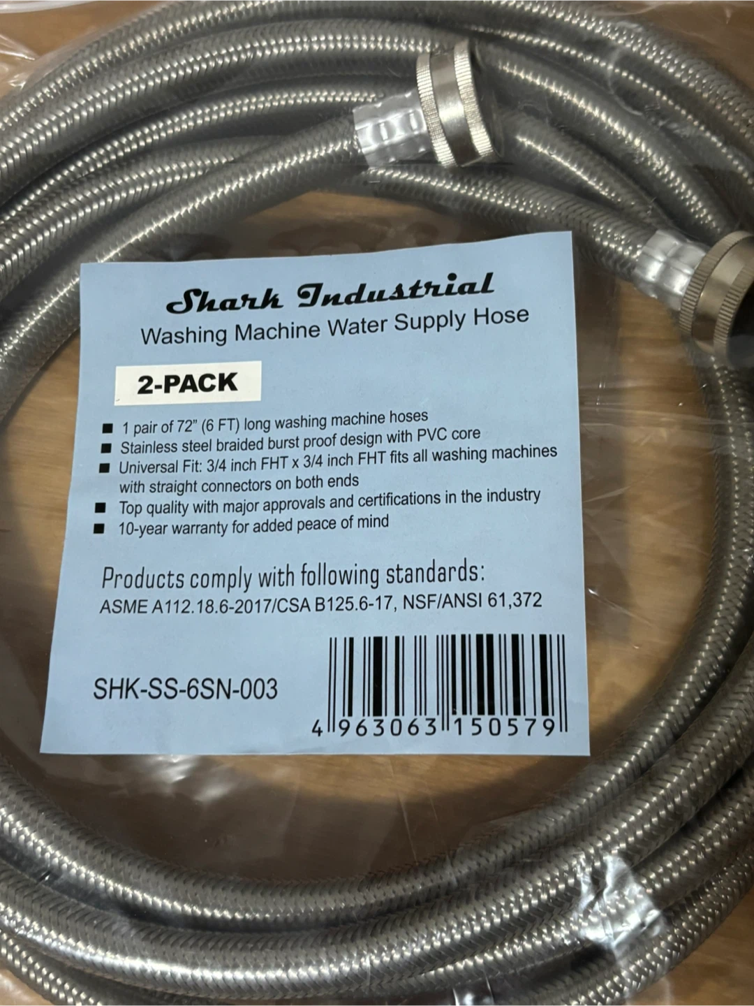 BRAND NEW Steel Braided Washer Machine Water Hoses  (6ft)