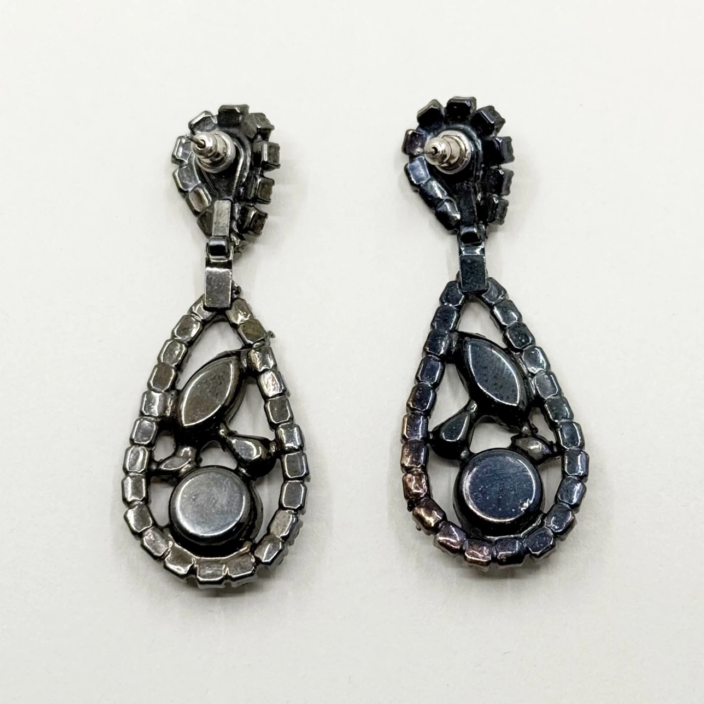 Vintage Black tone rhinestone drop earrings - GM1506 - photo 3