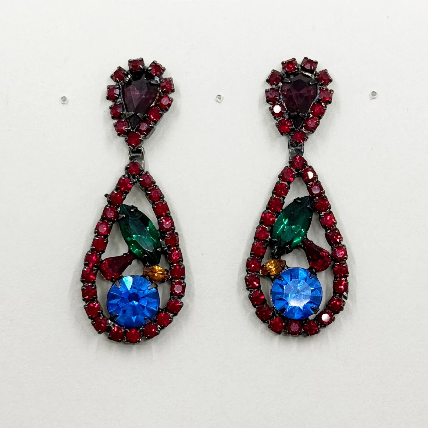 Vintage Black tone rhinestone drop earrings - GM1506 - photo 2