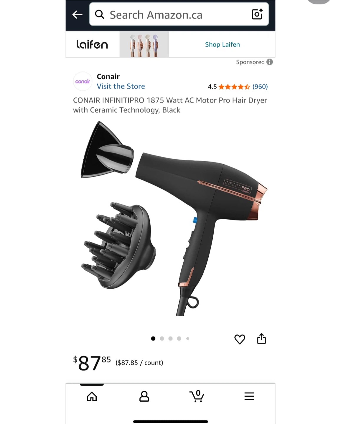 Conair InfinitiPRO 1875W Hair Dryer - Black